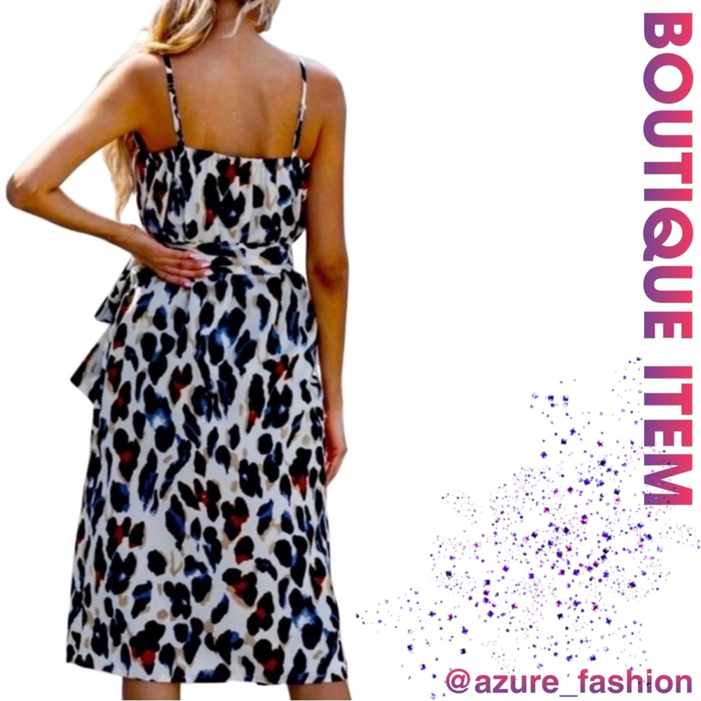🌟BOUTIQUE Beautiful Animal Print Faux Wrap Cami Dress with Belt! - Picture 2 of 6